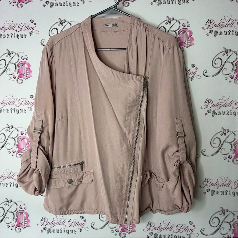 Dex Blush Pink Top jacket coat cardigan zip up cargo style